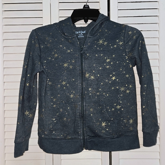 Cat & Jack Girl's M Teal Star Hoodie - Picture 2 of 10